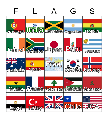 COUNTRIES Bingo Card