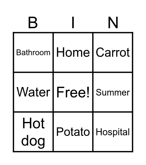 בינגו מילים Bingo Card