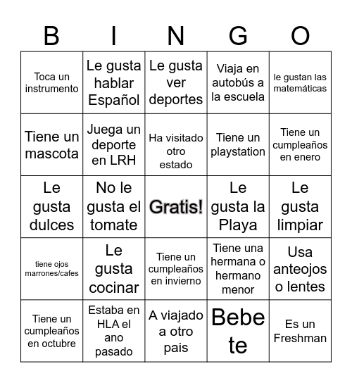 Conozcámonos Bingo Card