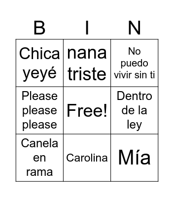 BINGO MUSICAL Bingo Card