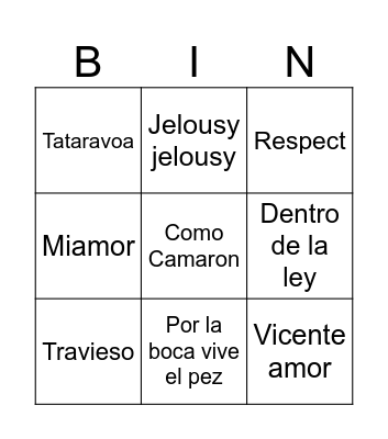 BINGO MUSICAL Bingo Card