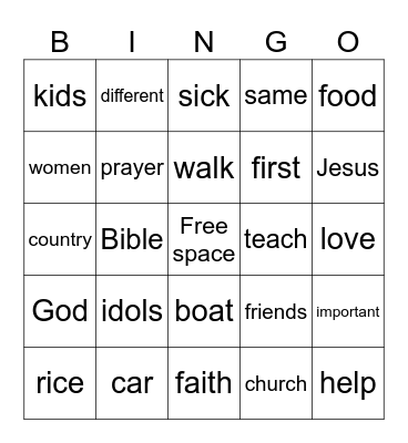 REACH 24 Bingo Card
