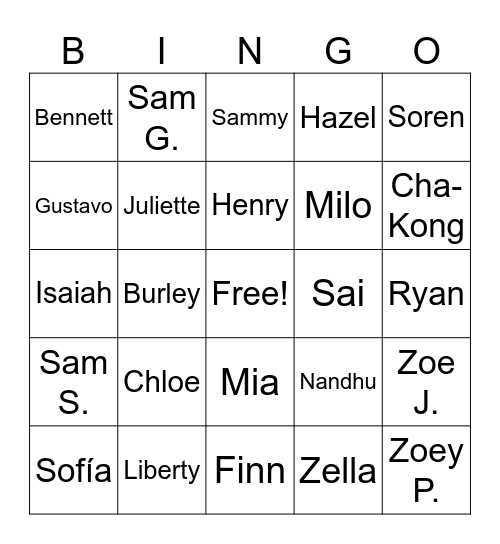 Señora Brown's Homeroom Bingo Card