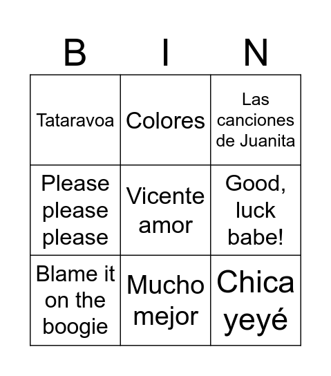 BINGO MUSICAL Bingo Card