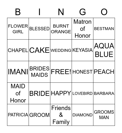 Bridal  Bingo  Bingo Card