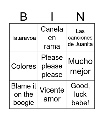 BINGO MUSICAL Bingo Card