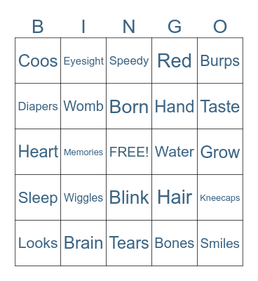 Baby Bingo! Bingo Card