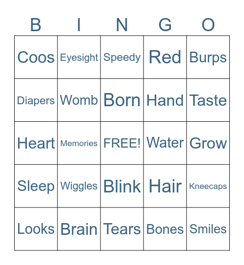 Baby Bingo! Bingo Card