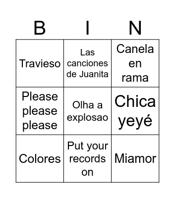 BINGO MUSICAL Bingo Card