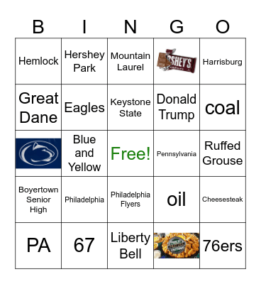 Pennsylvania Bingo Card