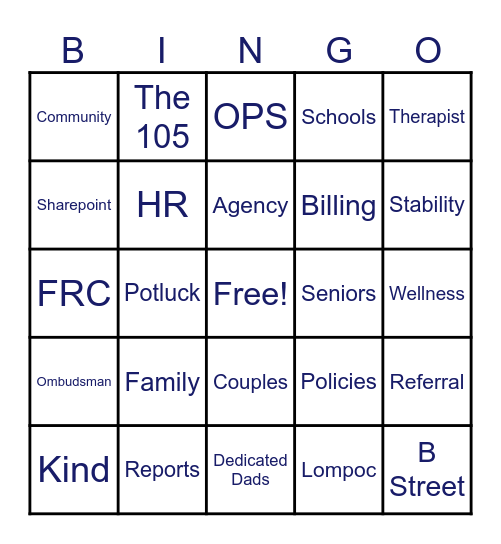 FSA Bingo Card