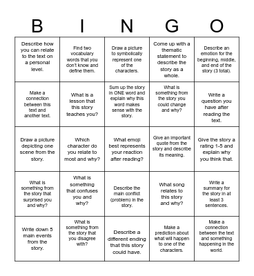 Annotation Bingo Card