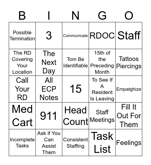 STANDARDS Bingo Card