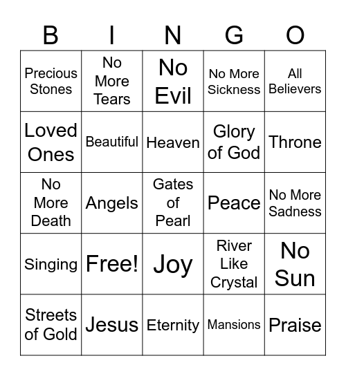 HEAVEN Bingo Card