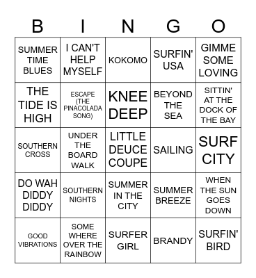 BEACH BINGO Card