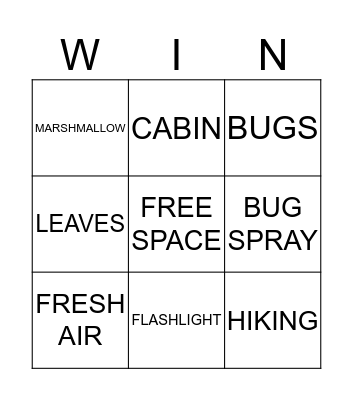 CAMPING FUN!! Bingo Card