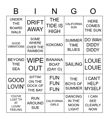 BEACH BINGO Card