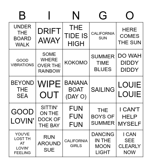 BEACH BINGO Card