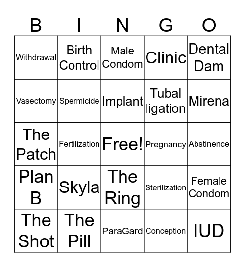 Birth Control and Others Bingo Card