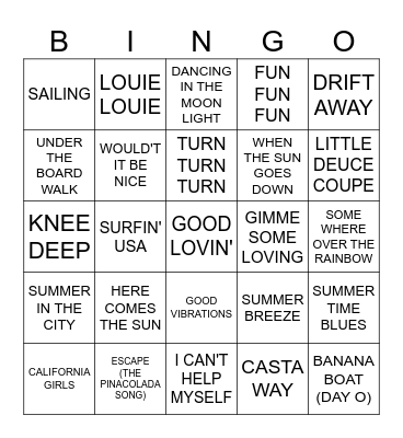 BEACH Bingo Card