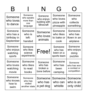 WAVA Bingo Card