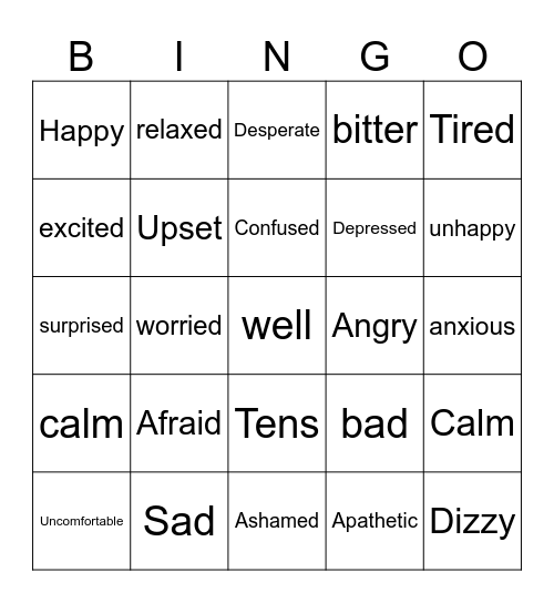 Emociones Bingo Card