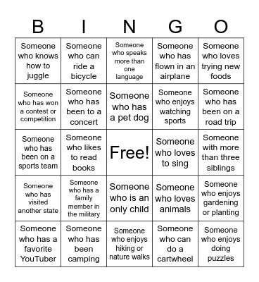 WAVA Bingo Card
