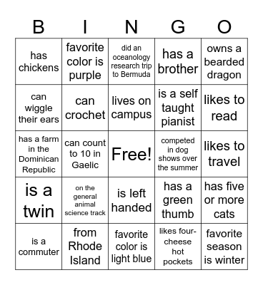 URI 101 Bingo! Bingo Card