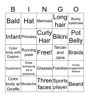 Caricature Bingo Card