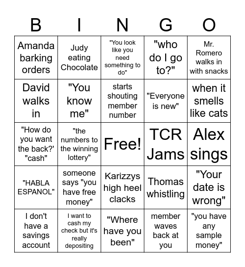 Valencia Teller Bingo Card