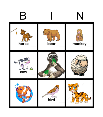 Animals Bingo Card