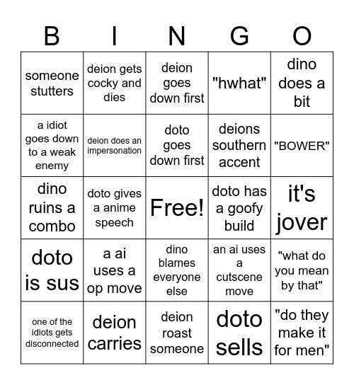 three idiots dbz game bingo Card