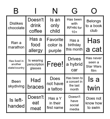 ICE BREAKER Bingo Card