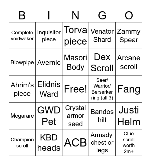 BLACKOUT BINGO Card