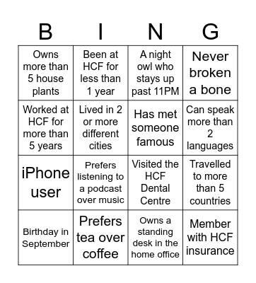 Who are you? Bingo Card