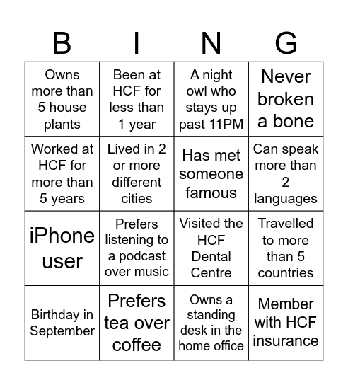 Who are you? Bingo Card