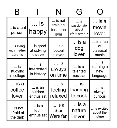 To Be Bingo Card