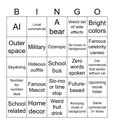 Commercial Bingo Card