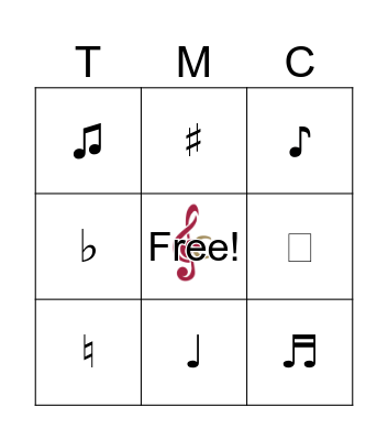 Music Bingo Card