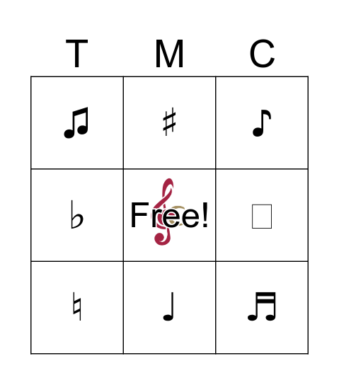 Music Bingo Card