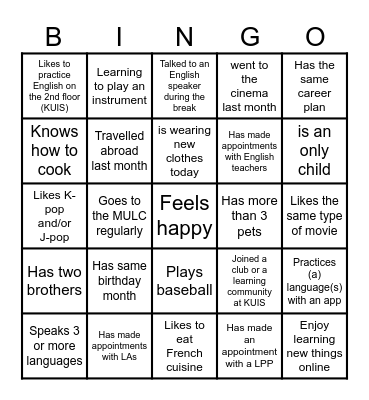 SLA class - Fall 2024 Bingo Card