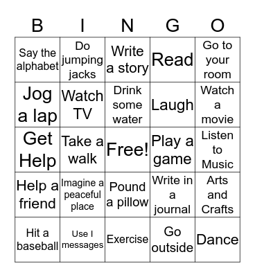 Coping Bingo Card