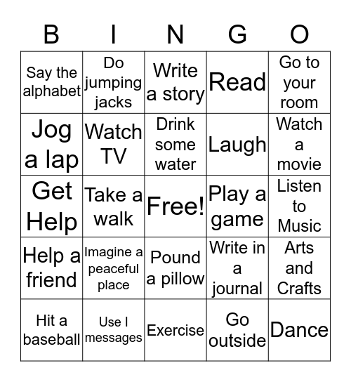 Coping Bingo Card