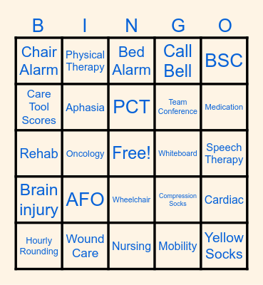 Rehab Week 2024 Bingo Card