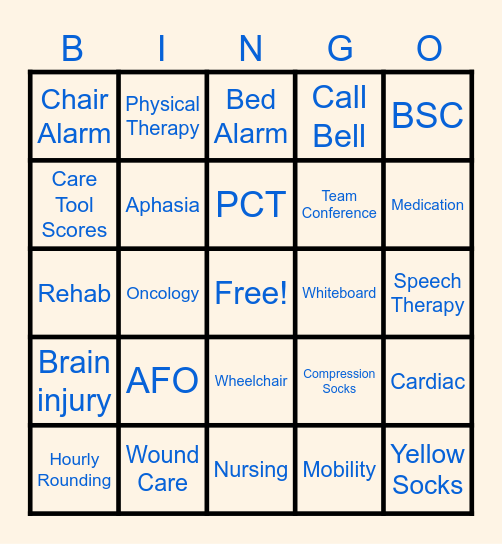 Rehab Week 2025 Bingo Card