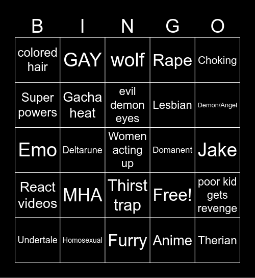 Cringe gacha life bingo Card