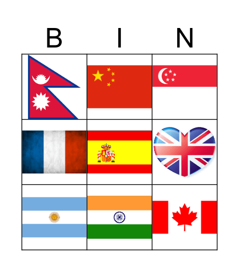 Flags Bingo Card