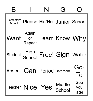Ms. Heidis 1st BINGO (week 1-4a) Bingo Card