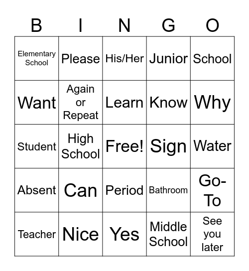 Ms. Heidis 1st BINGO (week 1-4a) Bingo Card