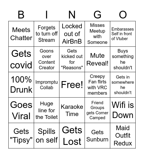 Crumpet at Twitchcon Bingo Card